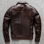 Aljur - Men's Leather Jacket with Multiple Pockets and Zip Closure 5