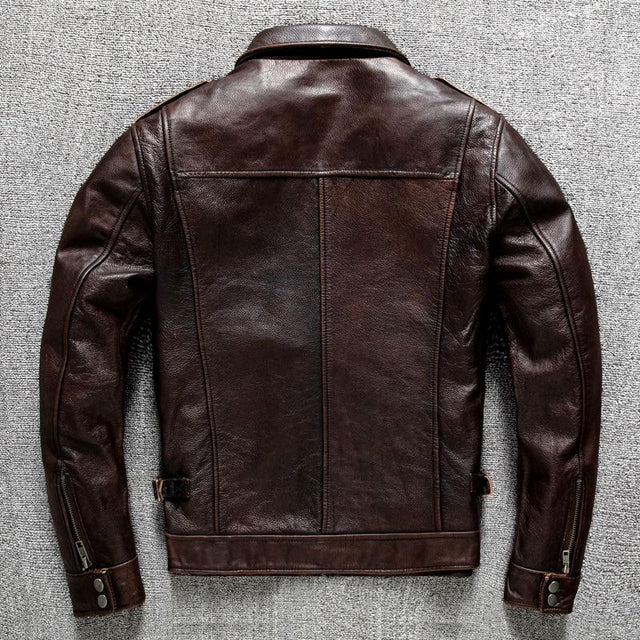 Aljur - Men's Leather Jacket with Multiple Pockets and Zip Closure 5