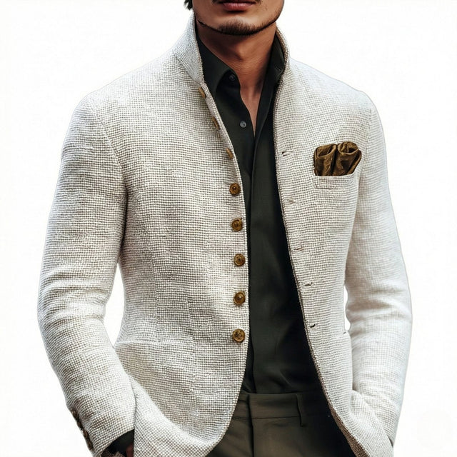 Alfie - Men's Stand Collar Button-Front Cardigan