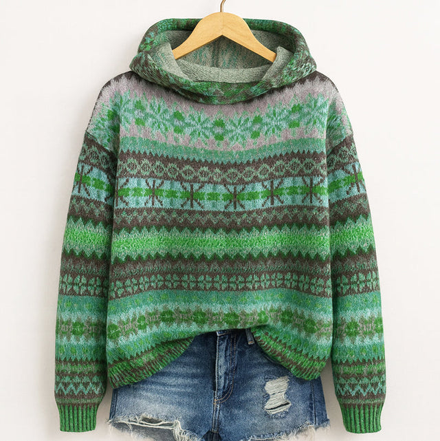 Francesca - Women's Fair Isle Patterned Hoodie Sweater