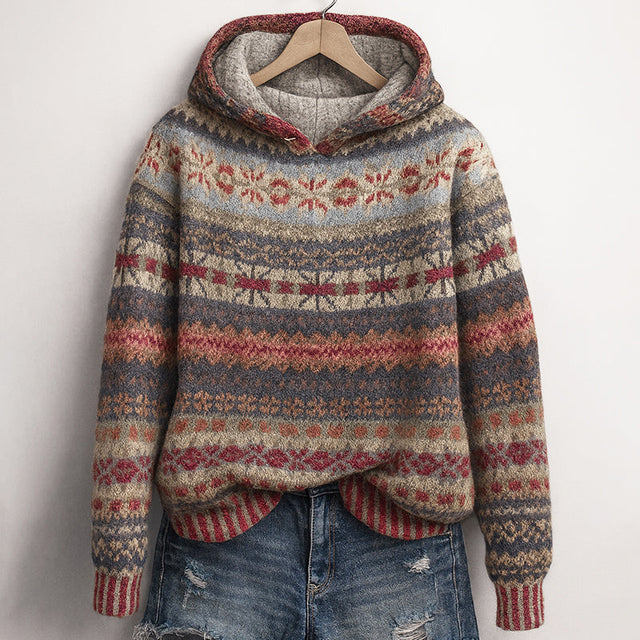 Francesca - Women's Fair Isle Patterned Hoodie Sweater