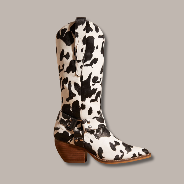 Margot - Women's Knee-High Cow Print Cowboy Boots