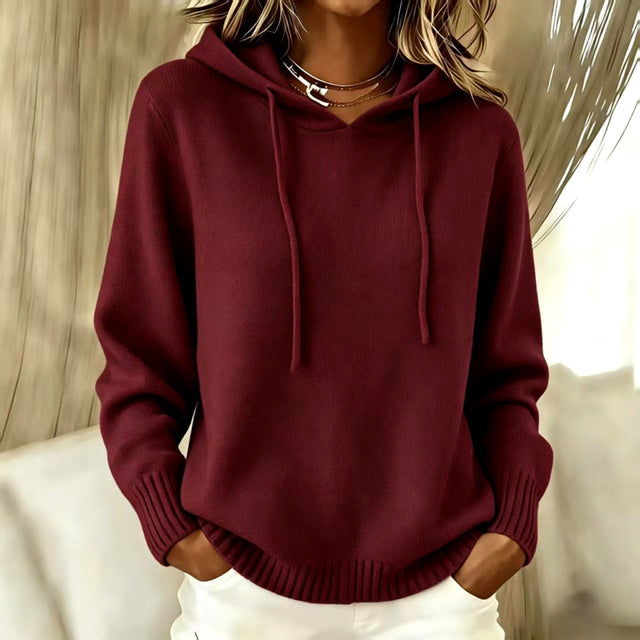 Nora - Women's Ribbed Hooded Pullover Sweater