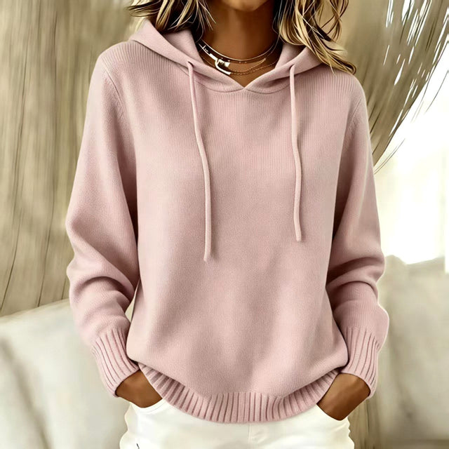 Nora - Women's Ribbed Hooded Pullover Sweater