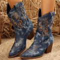 Aida - Women's Embroidered Western Block Heel Boots 3