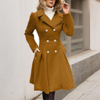 Aileen - Women's Double-Breasted Coat with Belted Waist