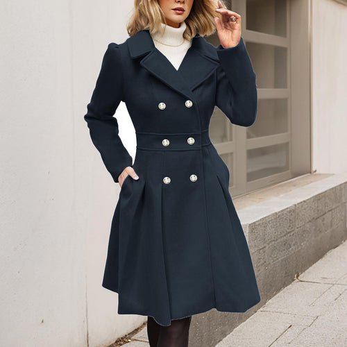 Aileen - Women's Double-Breasted Coat with Belted Waist