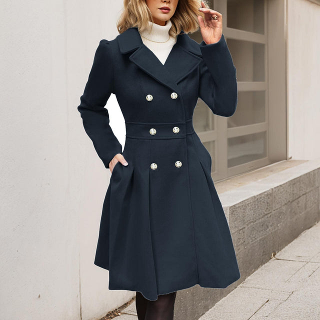 Aileen - Women's Double-Breasted Coat with Belted Waist