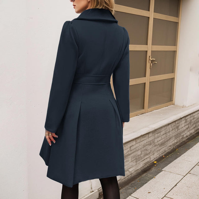 Aileen - Women's Double-Breasted Coat with Belted Waist