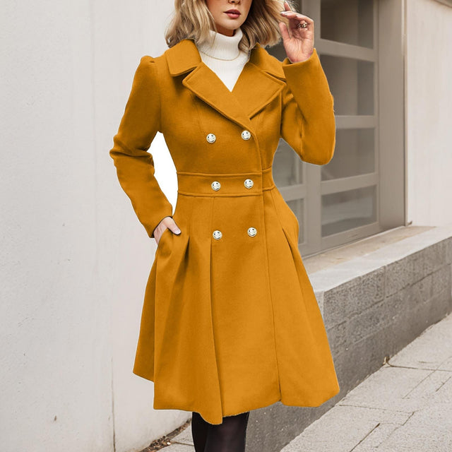 Aileen - Women's Double-Breasted Coat with Belted Waist