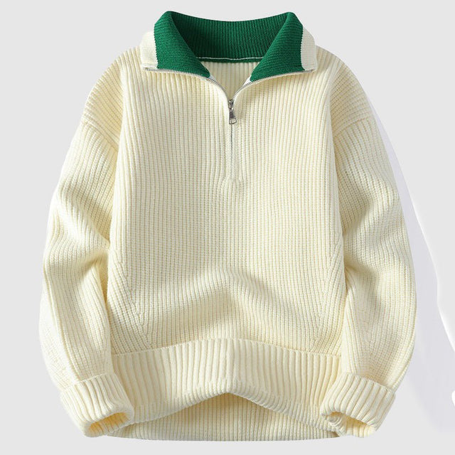 Alaric - Men's Ribbed Half-Zip Collar Sweater