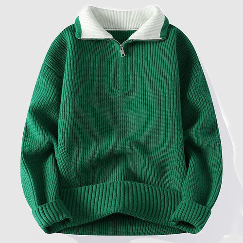 Alaric - Men's Ribbed Half-Zip Collar Sweater