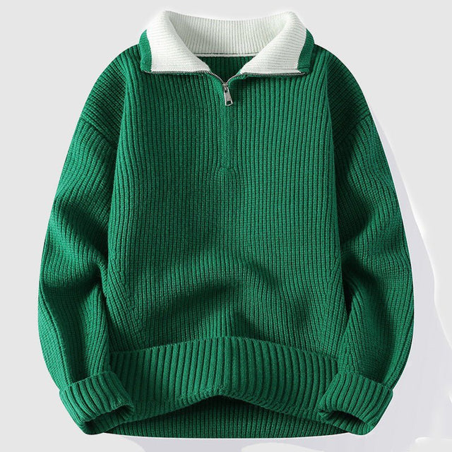 Alaric - Men's Ribbed Half-Zip Collar Sweater
