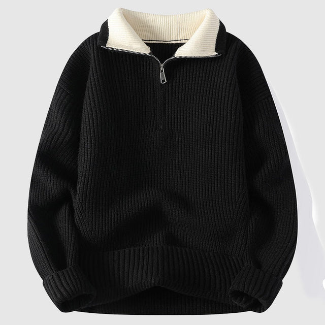 Alaric - Men's Ribbed Half-Zip Collar Sweater