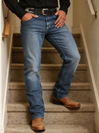 Alex - Men's Straight-Leg Denim Jeans with Contrast Stitching