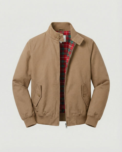 Alfie - Men's Harrington Jacket with Tartan-Lined Collar