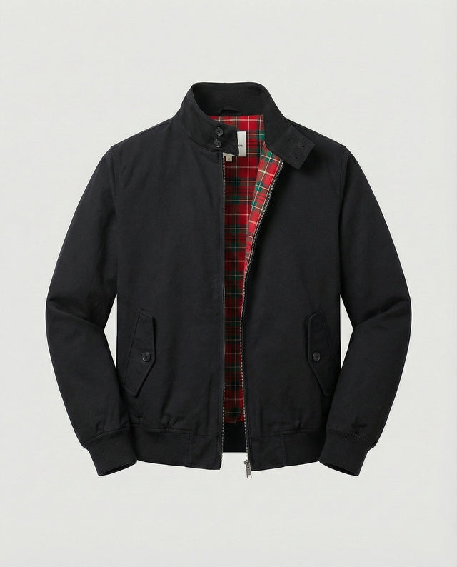 Alfie - Men's Harrington Jacket with Tartan-Lined Collar