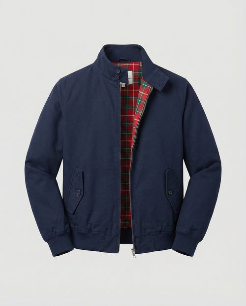 Alfie - Men's Harrington Jacket with Tartan-Lined Collar
