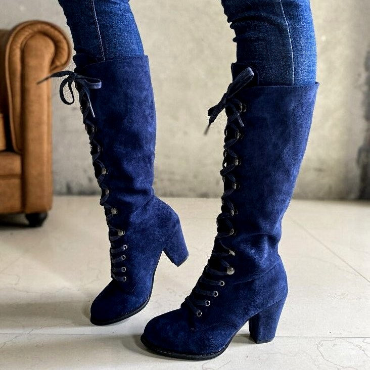 Alison - Women’s Round Toe Lace-Up Knee-High Boots 1
