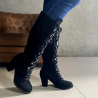 Alison - Women’s Round Toe Lace-Up Knee-High Boots 2