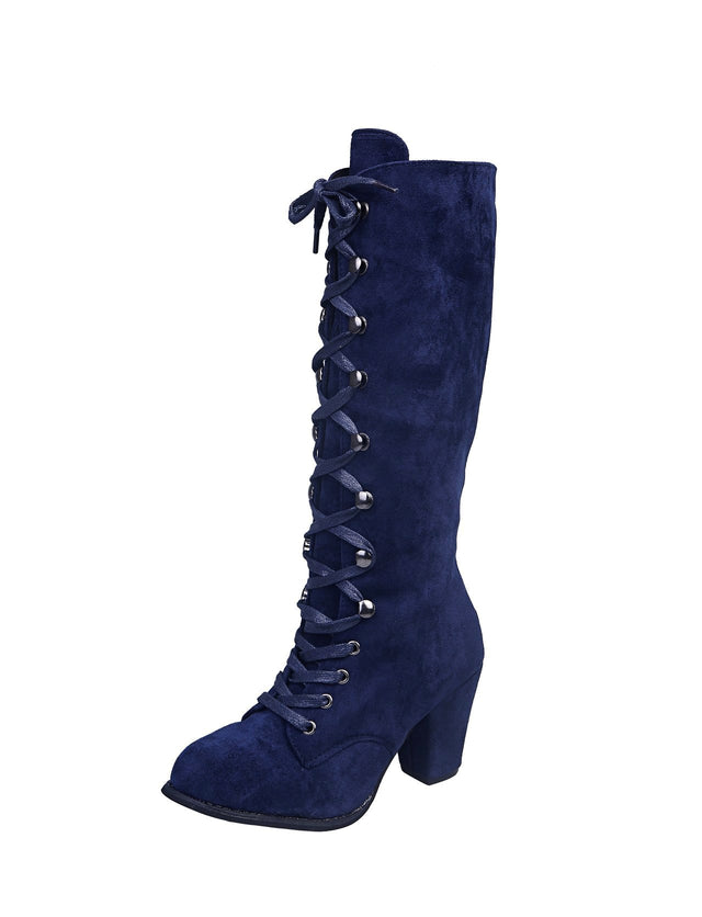 Alison - Women’s Round Toe Lace-Up Knee-High Boots 6
