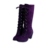 Alison - Women’s Round Toe Lace-Up Knee-High Boots 9