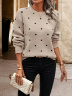 Allison - Women's Long Sleeve Polka Dot Knit Sweater