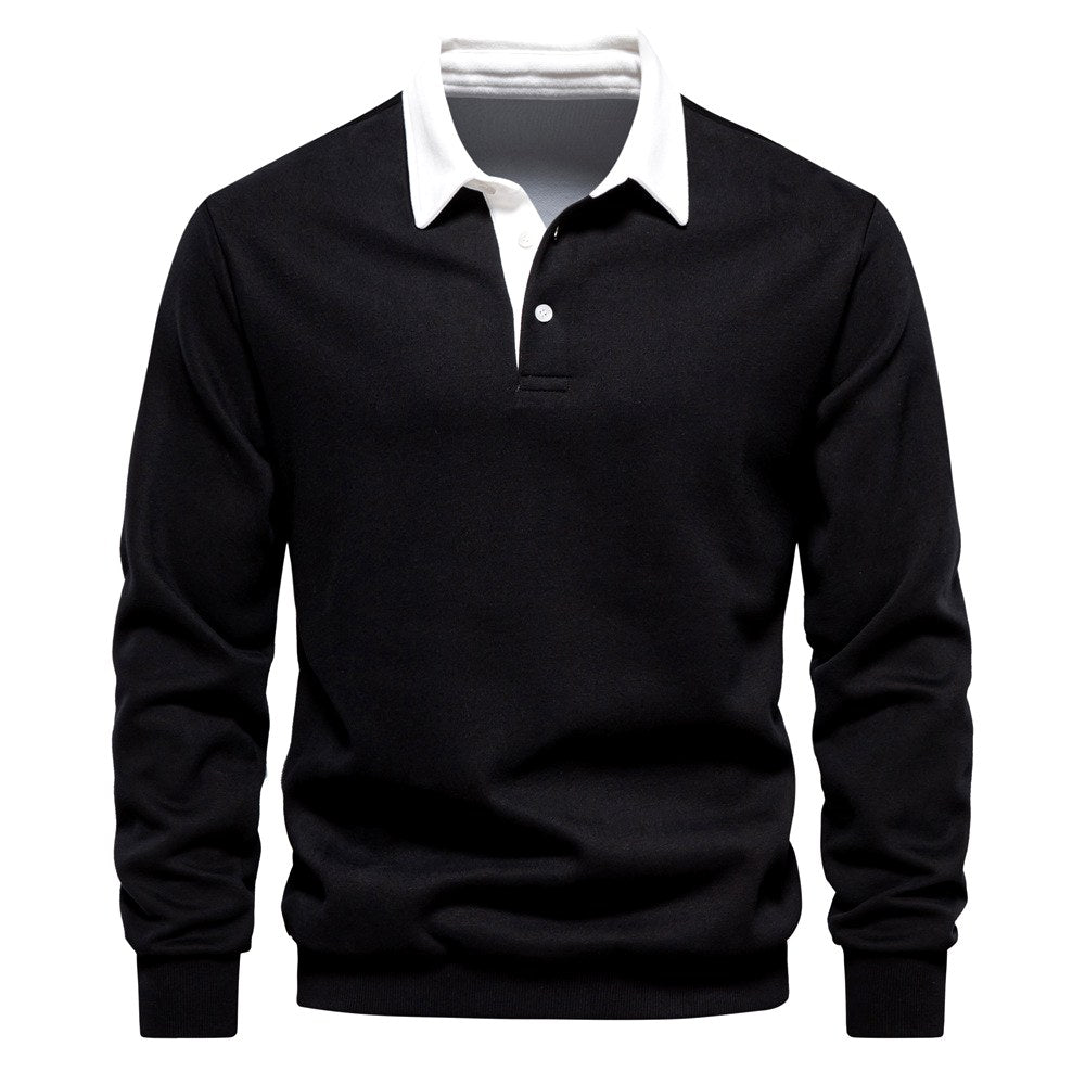 Amir - Men's Two-Tone Long Sleeve Polo Sweatshirt 1