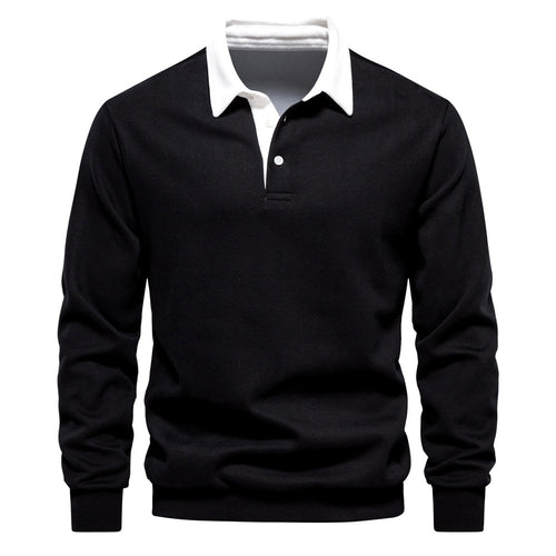 Amir - Men's Two-Tone Long Sleeve Polo Sweatshirt 1