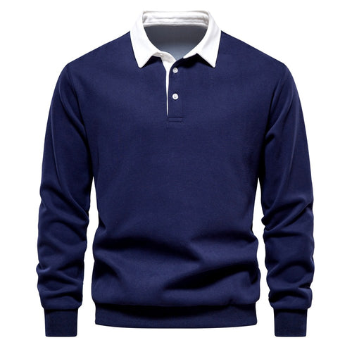 Amir - Men's Two-Tone Long Sleeve Polo Sweatshirt 2