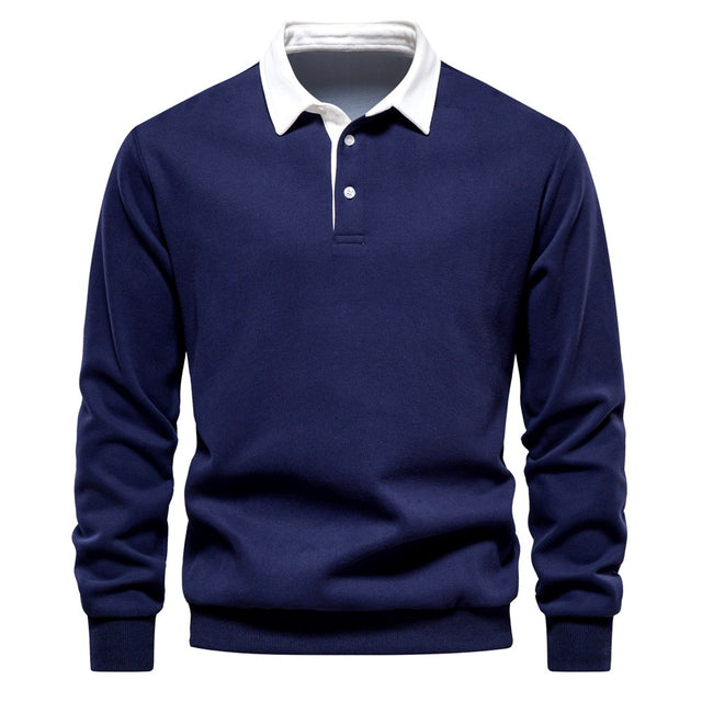 Amir - Men's Two-Tone Long Sleeve Polo Sweatshirt 2