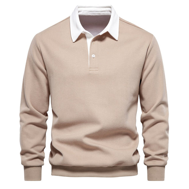 Amir - Men's Two-Tone Long Sleeve Polo Sweatshirt 3