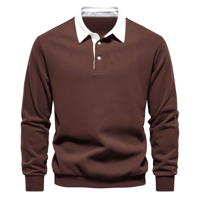 Amir - Men's Two-Tone Long Sleeve Polo Sweatshirt 4