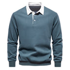 Amir - Men's Two-Tone Long Sleeve Polo Sweatshirt 5