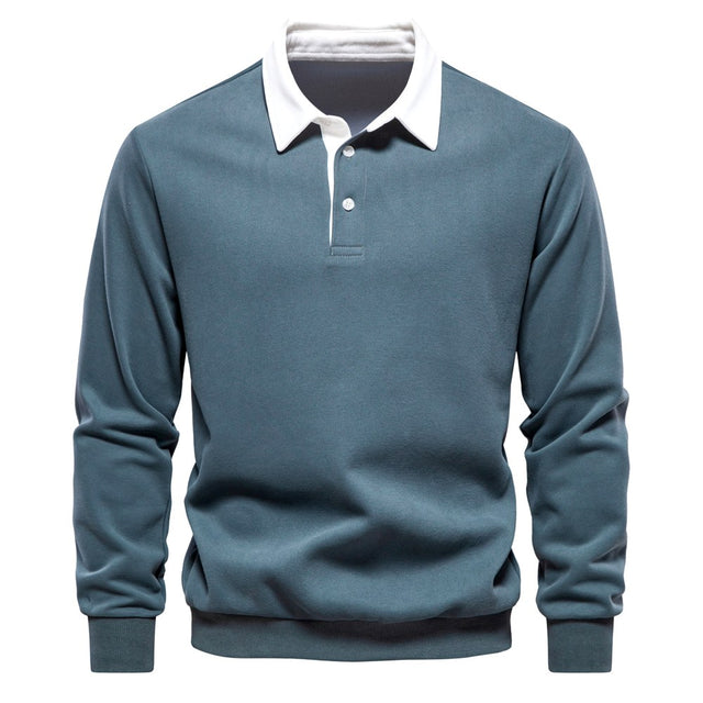 Amir - Men's Two-Tone Long Sleeve Polo Sweatshirt 5