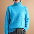 Aria - Women's Diamond-Pattern Turtleneck Sweater
