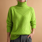 Aria - Women's Diamond-Pattern Turtleneck Sweater