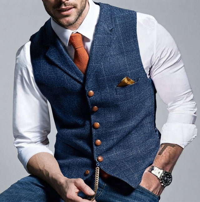 Benedict - Men's Notch-Lapel Waistcoat with Chain Detail