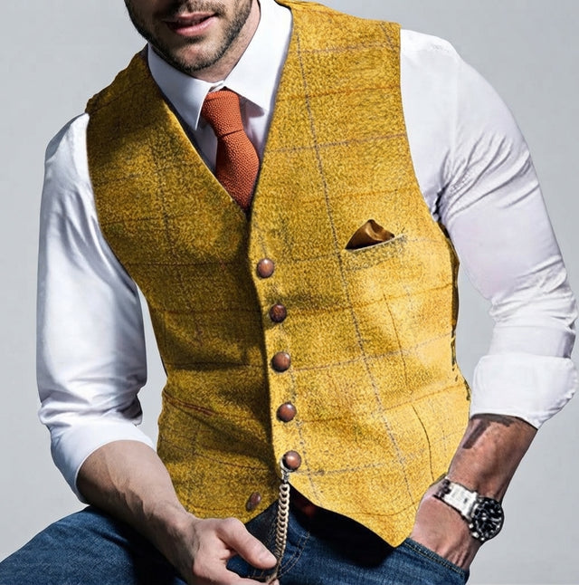 Benedict - Men's Notch-Lapel Waistcoat with Chain Detail