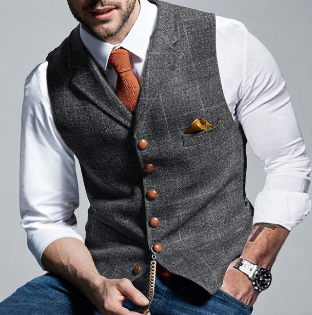 Benedict - Men's Notch-Lapel Waistcoat with Chain Detail