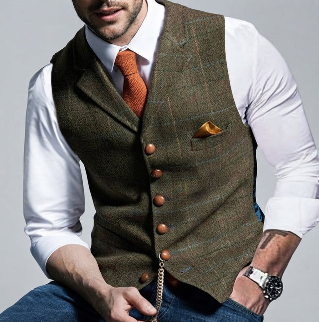 Benedict - Men's Notch-Lapel Waistcoat with Chain Detail