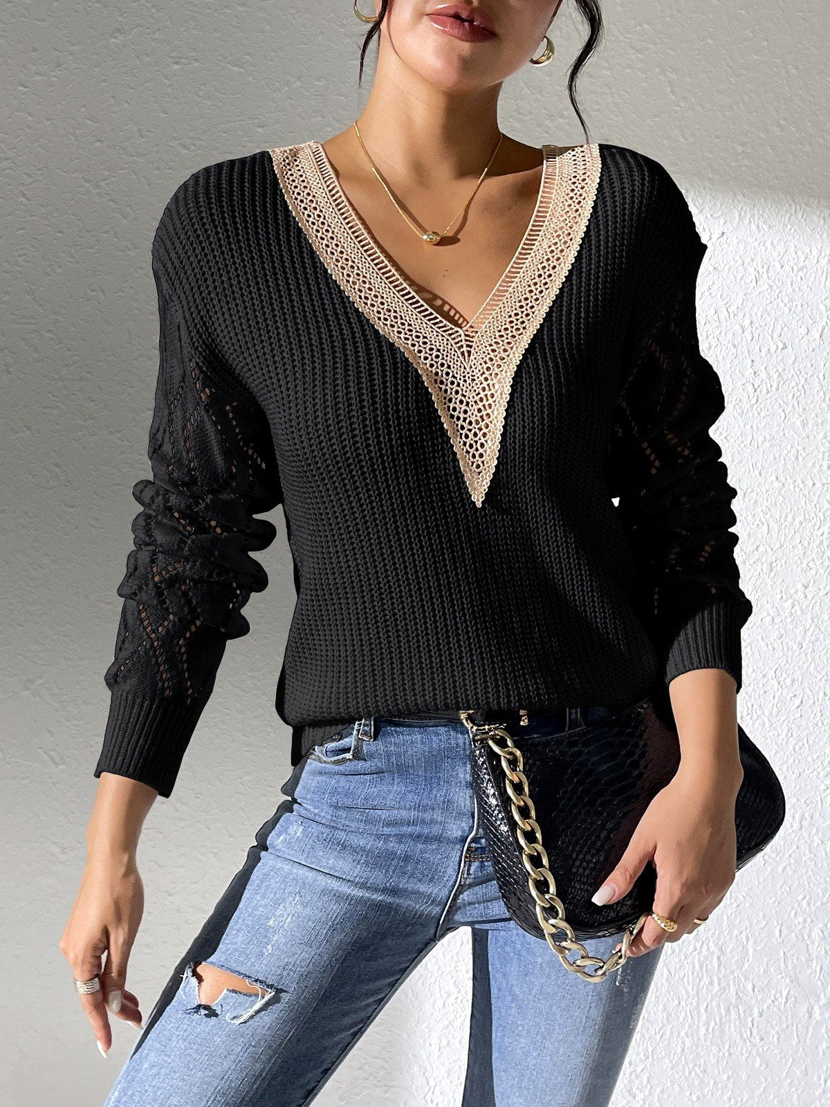 Brooke - Women's Long-Sleeve Open-Knit Sweater 2