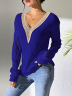 Brooke - Women's Long-Sleeve Open-Knit Sweater with Contrast Trim 6