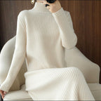 Camille - Women’s Ribbed Turtleneck Bodycon Knit Dress 3