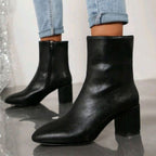 Carol - Women's Pointed-Toe Ankle Boots with Side Zip