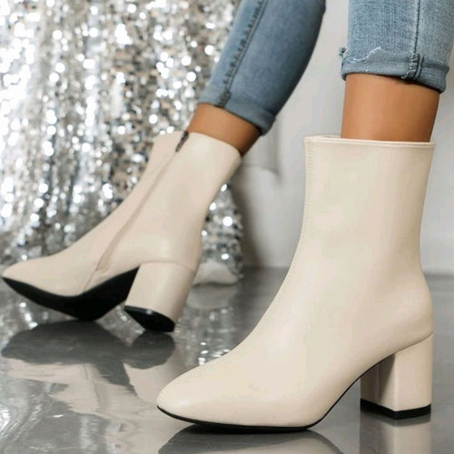 Carol - Women's Pointed-Toe Ankle Boots with Side Zip