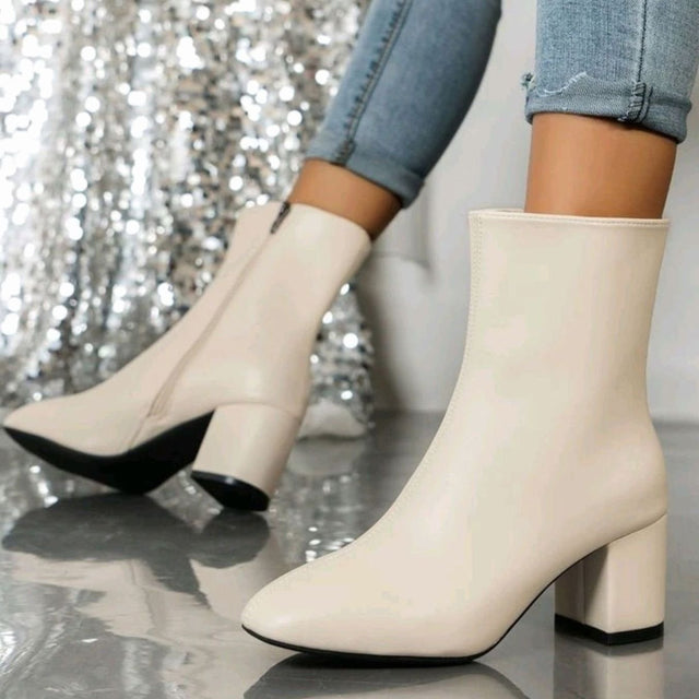 Carol - Women's Pointed-Toe Ankle Boots with Side Zip