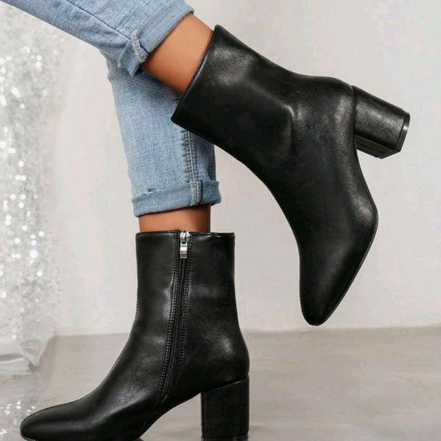 Carol - Women's Pointed-Toe Ankle Boots with Side Zip