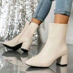Carol - Women's Pointed-Toe Ankle Boots with Side Zip