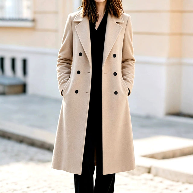 Chastity - Women’s Notched Lapel Wool Long Coat 3